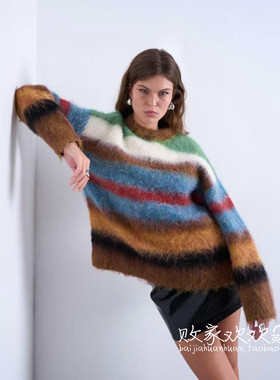 英国代购正品08.10 2025潮流导向 女装新款 TS彩色横纹针织毛衣