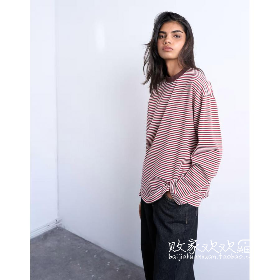 英国代购正品10.31 2025潮流导向 女装新款 TS横纹长袖舒适T恤