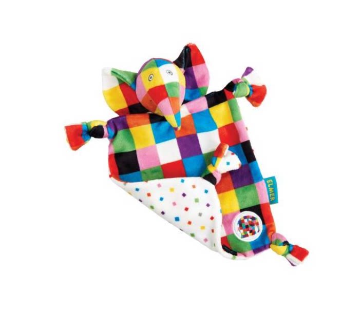 英国代购正品08.21 Elmer Comfort Blanket 彩色格子象安抚巾玩偶