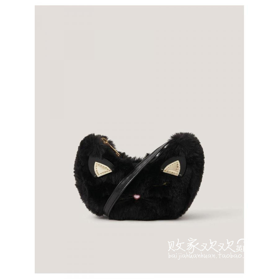 英国代购正品10.02 名品Monsoon 女童新款 可爱猫咪毛绒斜挎包