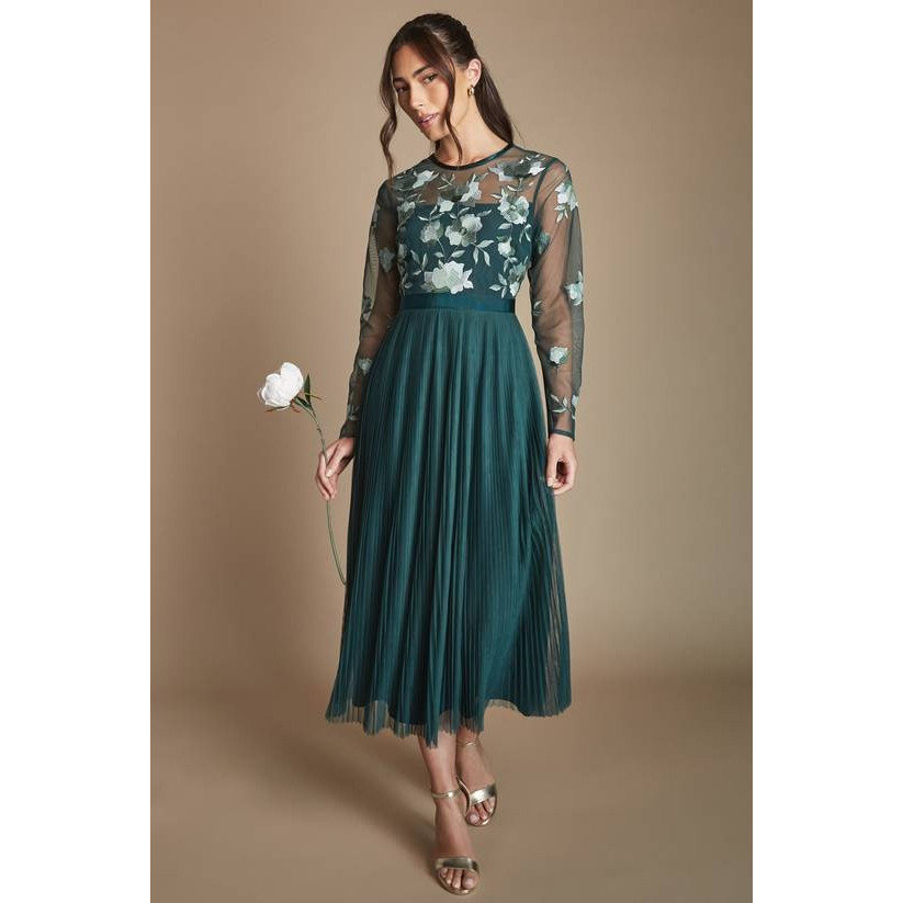 英国代购正品07.23 名品PL 女装新款 高级刺绣花礼服长款连衣裙