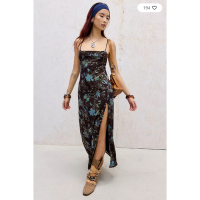 女装新款时尚花卉网眼长连衣裙