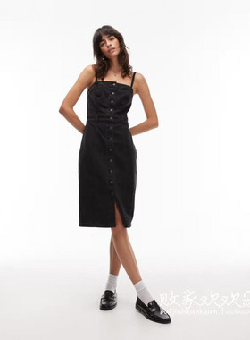英国代购正品09.01 2025潮流导向 女装新款 吊带牛仔中长款连衣裙