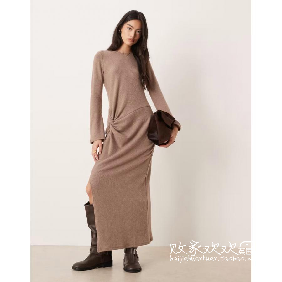英国代购正品11.23 2025潮流导向 女装新款 褶皱设计长款连衣裙