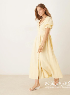 英国代购正品07.02 2025潮流导向 女装新款 时尚浅色长款连衣裙