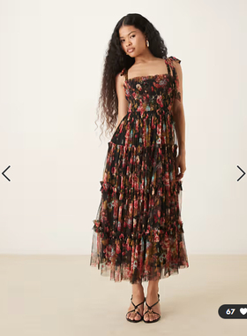 英国代购正品01.24 2026潮流导向 女装新款 设计印花长款连衣裙