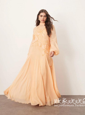 英国代购正品03.06 2025潮流导向 女装新款 设计花色长款连衣裙