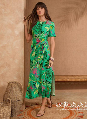 英国代购正品04.02 名品NEXT 女装新款 时尚印花长款连衣裙