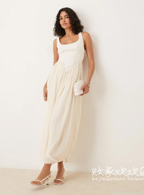 英国代购正品07.02 2025潮流导向 女装新款 时尚浅色长款连衣裙