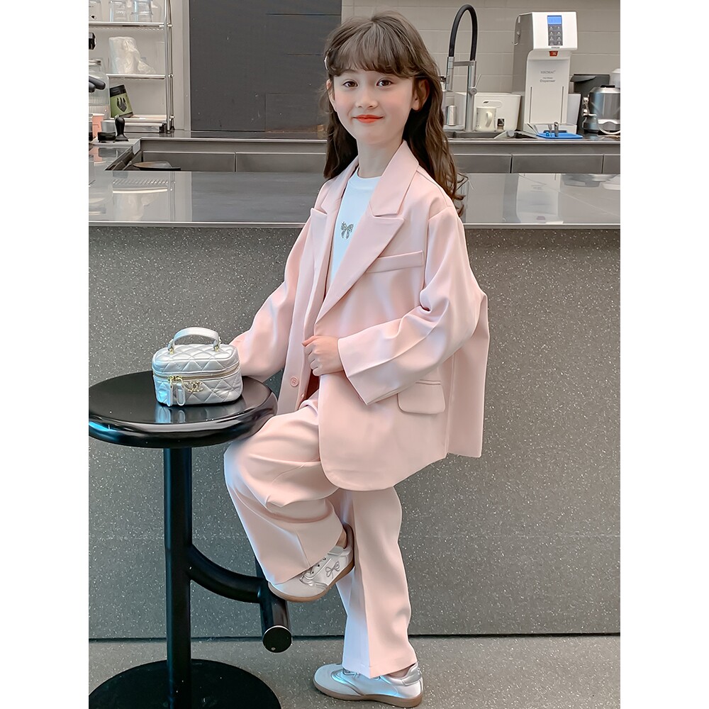 女童西装套装春装2025新款儿童韩版洋气英伦风女孩学院穿搭春秋潮
