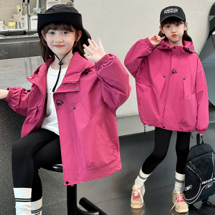 女童外套春秋2024新款中大童女装儿童秋装大衣韩版洋气中长款风衣