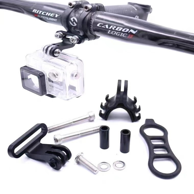 COPRO支架铝合金CNC相机转接器自行车把立前盖前灯架gopro相机座