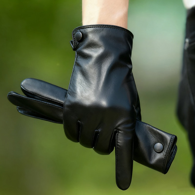 进口山羊皮 真皮手套男 高品质秋冬保暖手套骑行开车皮手套