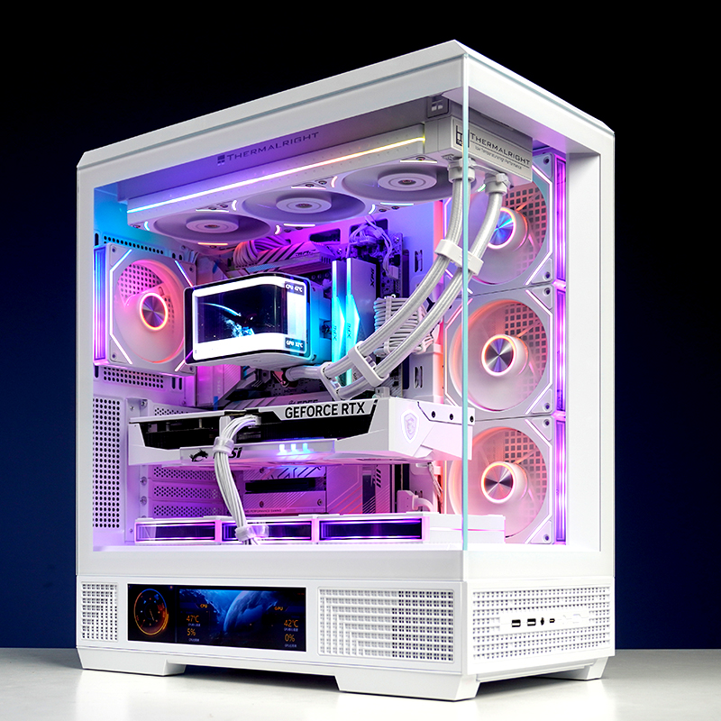 裸眼3D水冷微星RTX5080魔龙显卡AMD9800X3D电竞游戏ATX屏显版电脑