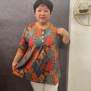 加肥加大220斤大码妈妈装上衣套头春季新款打底衫长袖特宽松遮肚