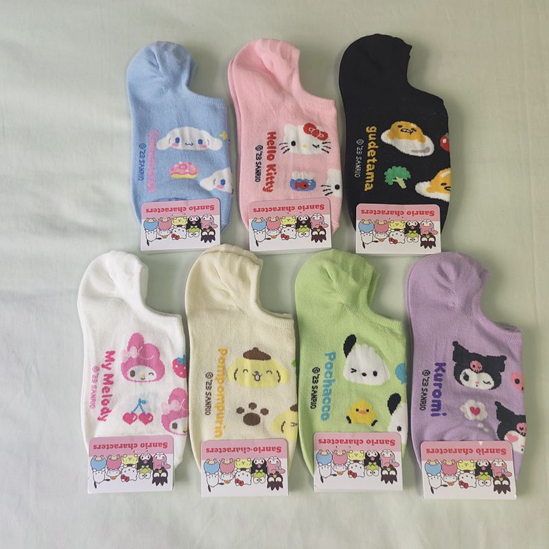 韩国进口三丽鸥卡通动漫大耳狗美乐蒂蛋蛋哥夏季新款女士硅胶船袜