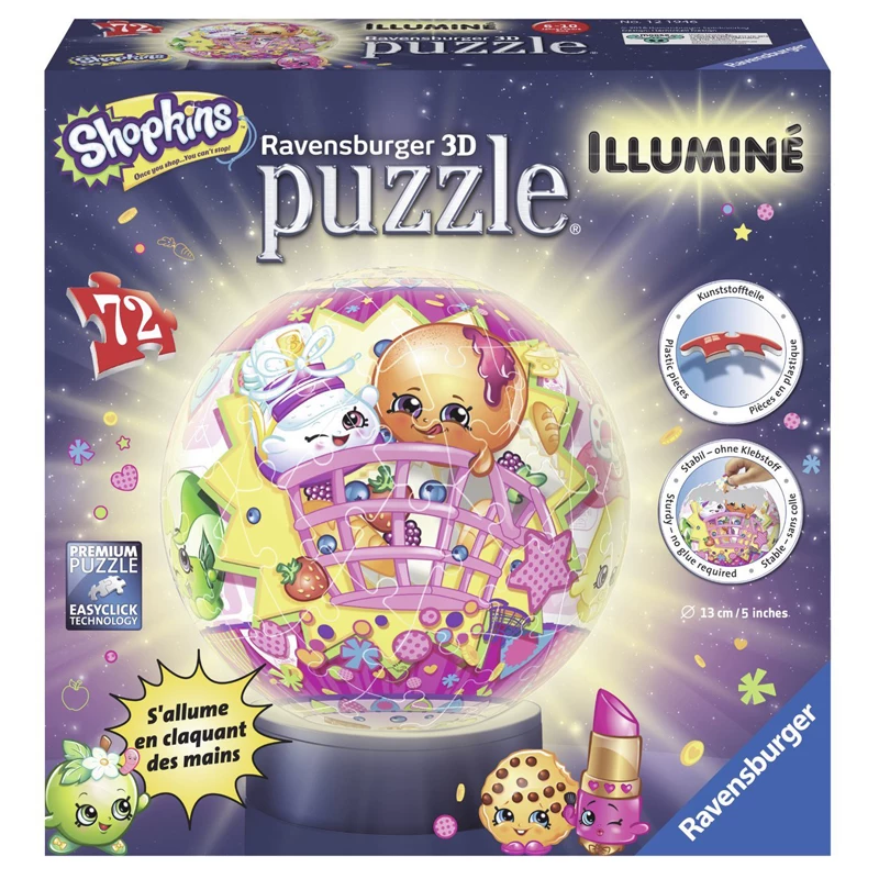 Германия Ravensburger 3D трехмерная головоломка Shopkkins LED свет 72 фильм 121946
