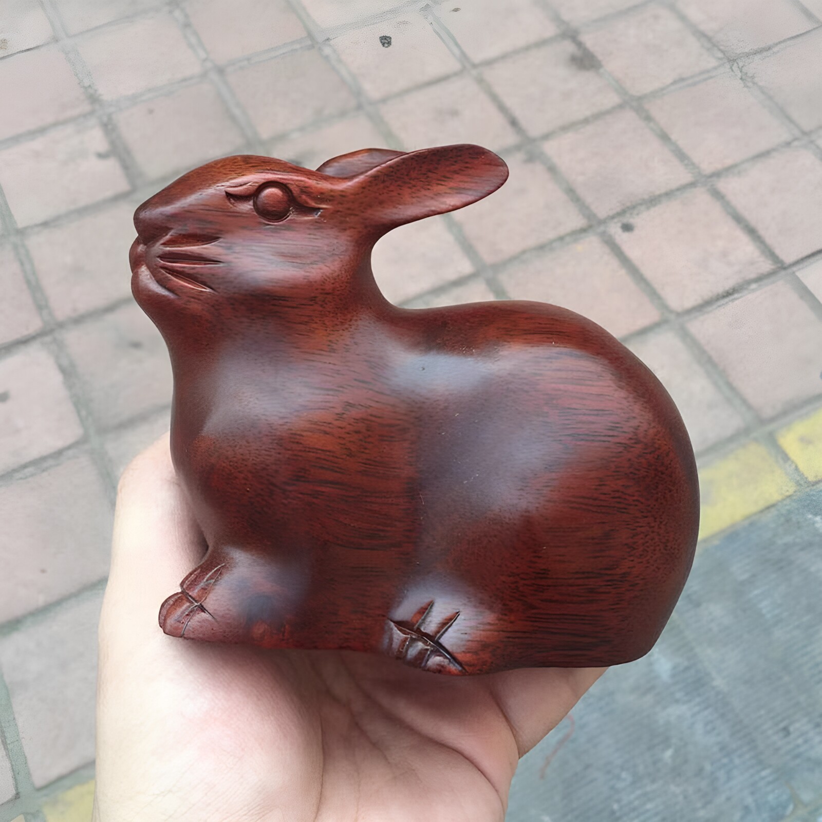 铁梨木新中式玄关兔子摆件
