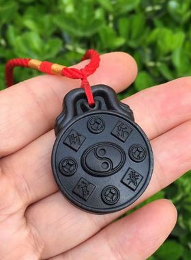 黑桃木财乐官寿吊坠项链男士挂饰