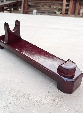 桃木斧架斧头架子斧子架木头斧托架底座红色斧托简易斧座木雕摆件