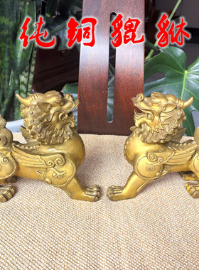 纯铜貔貅摆件公母一对家居店铺