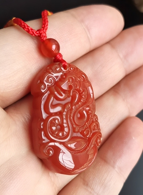 红玛瑙十二生肖吊坠项链挂件饰品