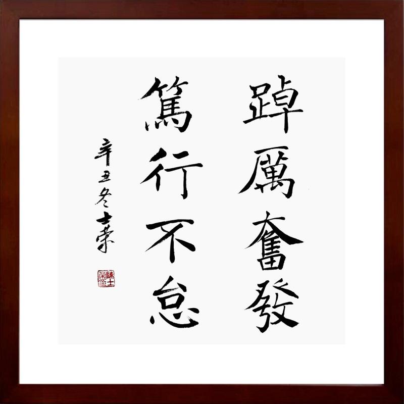 踔厉奋发笃行不怠陈士荣书法真迹客厅办公室50*50cm方框行书作品