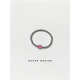 HACOS设计师首饰天然蔷薇辉石宝石运动手链潮牌配件穿搭装饰钛钢