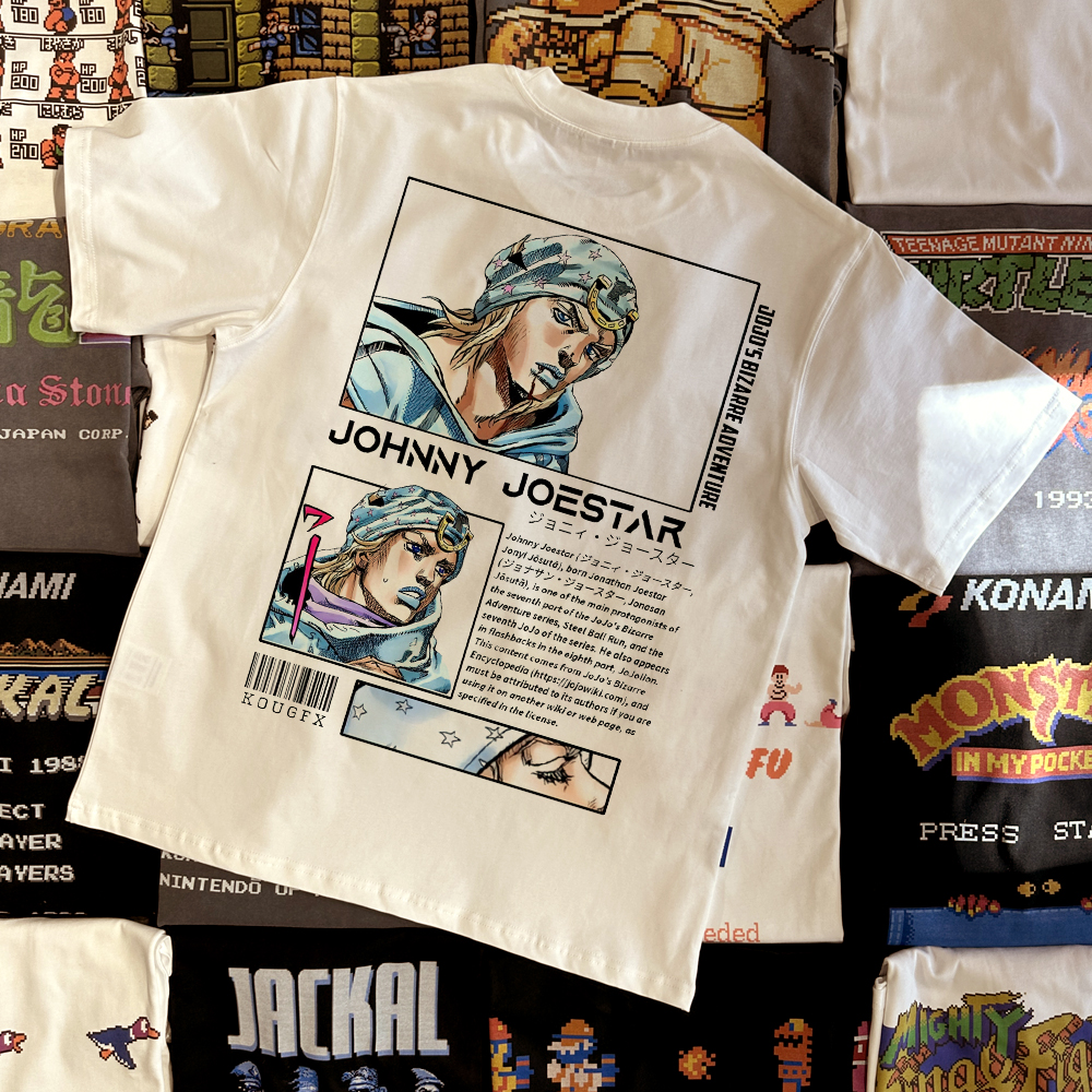 动漫JOJO奇妙冒险印花T恤重磅大码短袖漫画周边vintage潮牌半袖