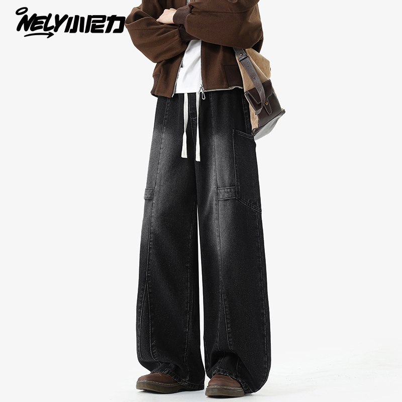 水洗秋冬口袋牛仔长裤