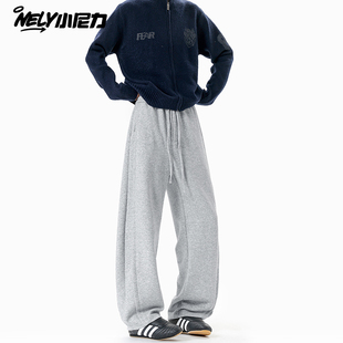 重磅垂感直筒裤 美式 潮牌宽松加厚运动卫裤 子男秋季 高街弯刀休闲裤