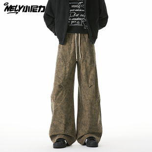潮牌工装 男生秋季 裤 子春秋直筒阔腿裤 美式 宽松百搭长裤 伞兵休闲裤