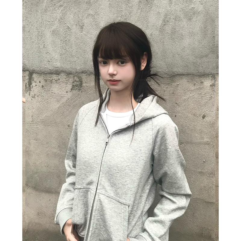 小尼力纯色女款拉链卫衣