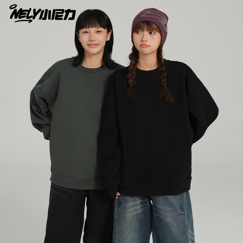 美式重磅冬季新款卫衣圆领加绒