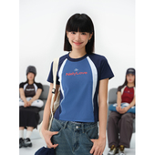 NELY小尼力美式 潮牌bf复古运动短袖 t恤男女休闲拼接设计机车球衣