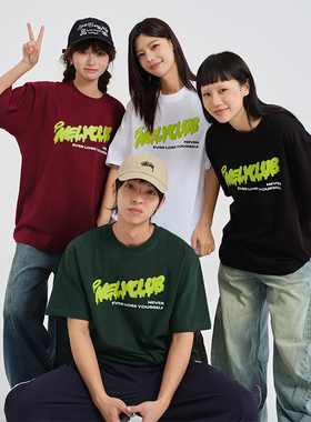 夏季圆领体恤日系复古宽松短袖T恤男潮创意涂鸦半袖T恤TEE中袖