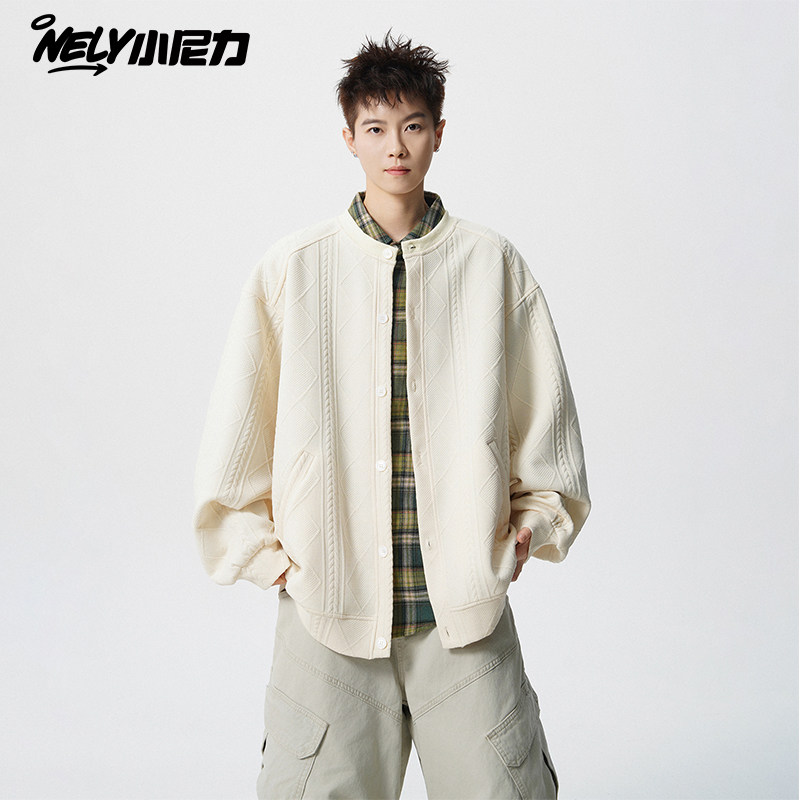 小尼力复古纯色开衫针织衫