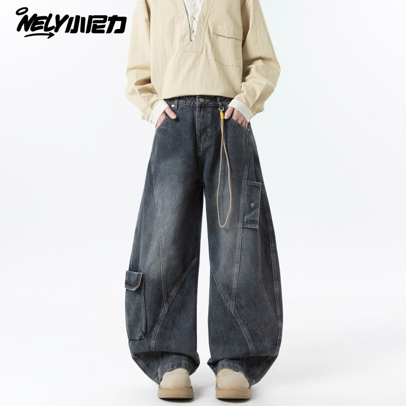 小尼力美式复古垂感拖地牛仔裤男潮牌痞帅高级感弯刀裤情侣裤子,男装,牛仔裤,淘宝优惠券,粉丝福利购,淘宝优惠卷