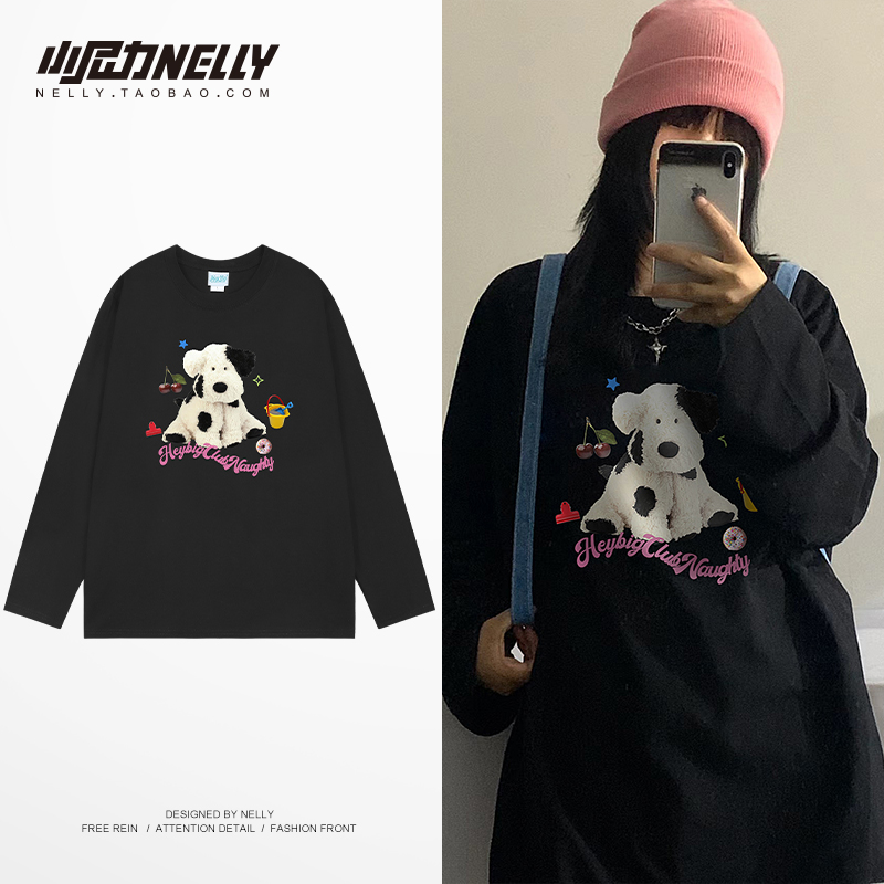 小尼力春秋潮牌男女宽松长袖T恤