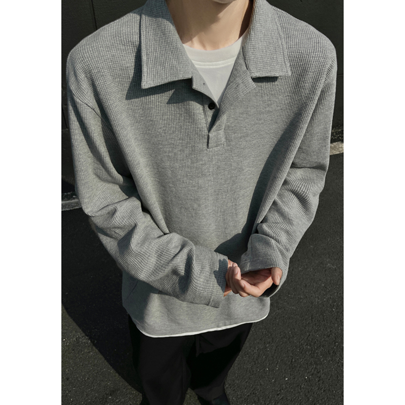 小尼力华夫格长袖POLO衫