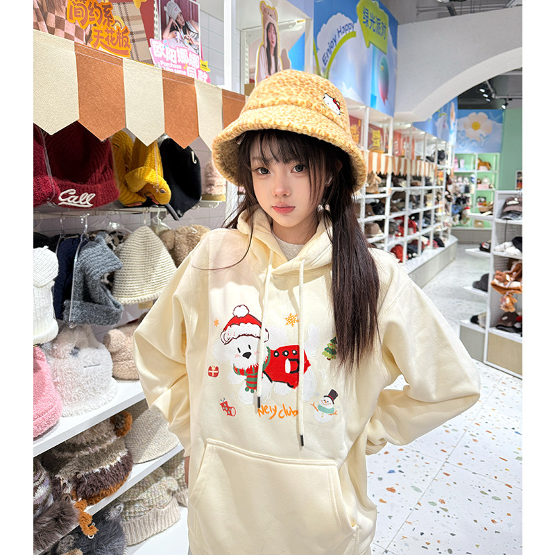 银狐绒韩版潮流卡通线条小狗连帽卫衣男女ins休闲秋冬季宽松外套,男装,卫衣,淘宝优惠券,粉丝福利购,淘宝优惠卷