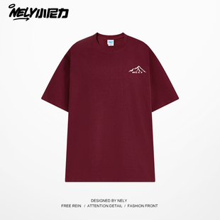 260克山系短袖ins男款夏季美式复古宽松大码潮牌半袖纯棉t恤男女