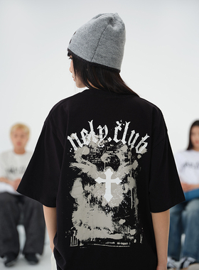 ulzzang原创潮牌欧美ins暗黑中袖t恤印花短袖美式高街嘻哈半袖bf