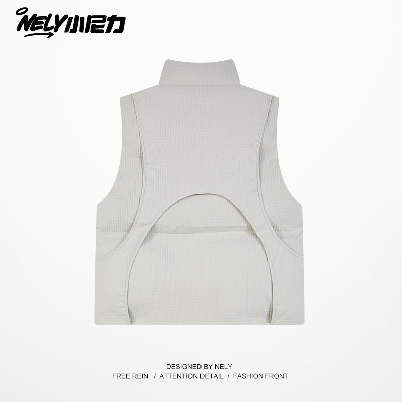 立领拉链马甲面包服背心