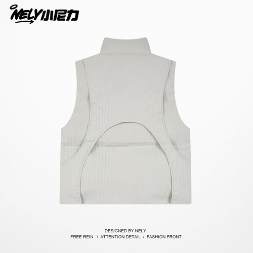 立领拉链马甲面包服背心