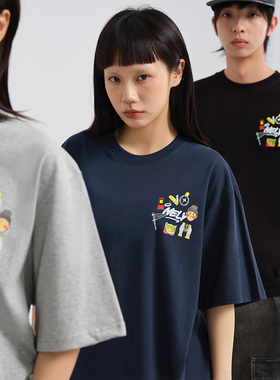 NELY小尼力街头嘻哈卡通印花短袖T恤男女潮牌宽松bf风圆领半袖tee