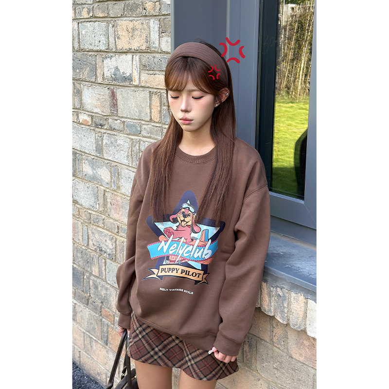 潮牌可爱小狗圆领卫衣