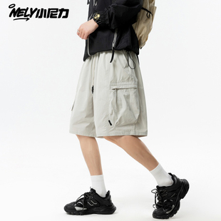 工装 中裤 薄款 短裤 休闲直筒纯棉运动裤 潮流美式 宽松五分裤 子 男夏季