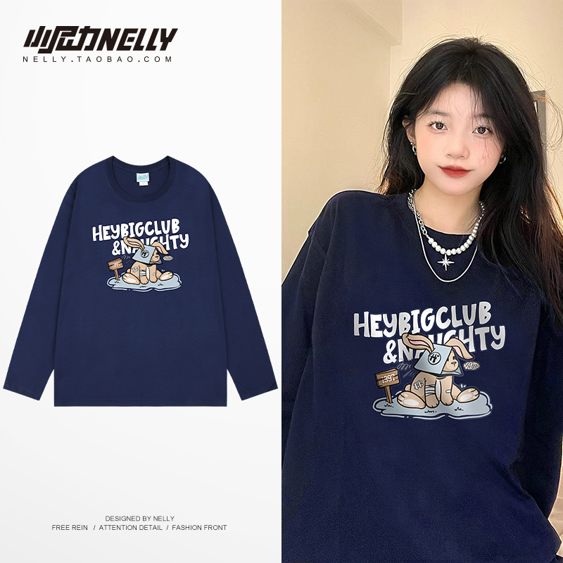 小尼力春秋潮牌男女宽松长袖T恤