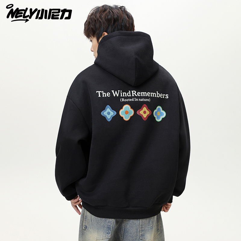 小尼力复古潮牌连帽卫衣